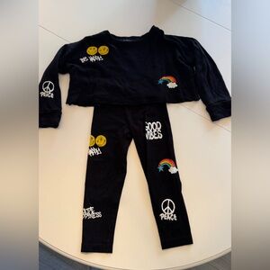 Black and White Matching Set with Graphic Prints